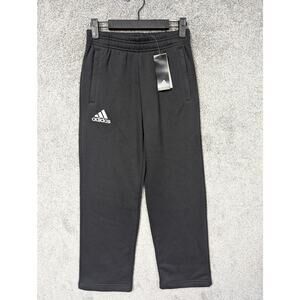 Adidas Pants Youth Medium Black Fleece Lined Sweatpants Zip Pockets Sport
